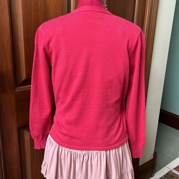 CENY    Boutique  beautiful lightweight wrap Sweater  color Red Rose  EUC Size S - Picture 7 of 13